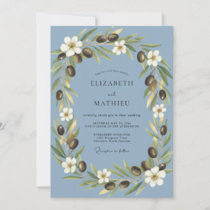 Stahl Olivenzweig Eukalyptus Hochzeit Einladung