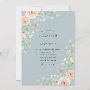 Stahl-Pfirsichblüten-Hochzeit Einladung
