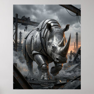 Stahl-Rhino-Ansturm Poster
