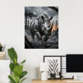 Stahl-Rhino-Ansturm Poster (Heimbüro)
