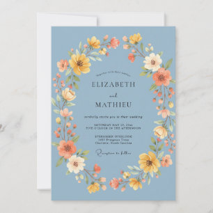 Stahl-Ringelblumen-Kranz-Hochzeit Einladung