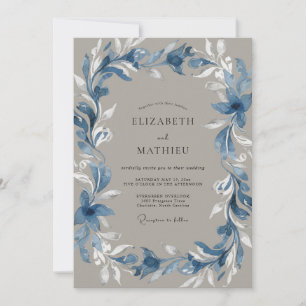 Stahl-Taupe-Bemalte Hochzeit Einladung