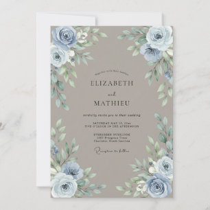 Stahl-Taupe-Bloom-Hochzeit Einladung