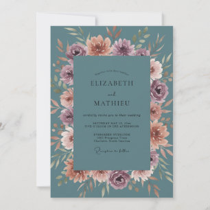 Stahl-Terrakotta-Blüten-Hochzeit Einladung