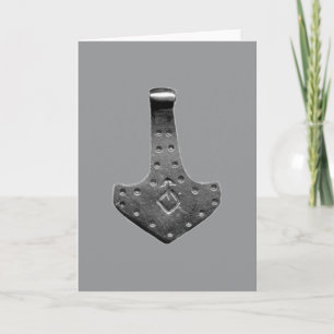 Stahl Thor Hammer graue Grußkarte Karte