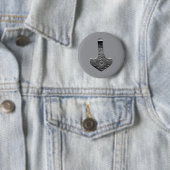 Stahl Thors Hammer grauer runder Knopf Button (Beispiel)