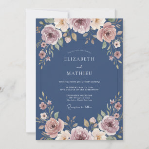 Stahl Vintage Mauve Petal Hochzeit Einladung