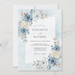 Stahl-Warm-Champagne-Pfingstrosen-Hochzeit Einladung