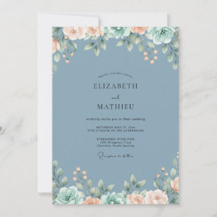 Stahlaprikose-Laub-Eukalyptus-Hochzeit Einladung