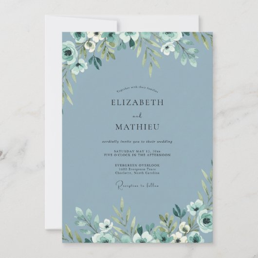 Stahlbemalte Blätterhochzeit Einladung (Vorderseite)