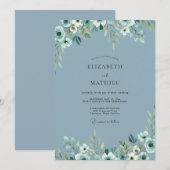 Stahlbemalte Blätterhochzeit Einladung (Vorne/Hinten)