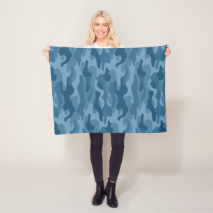 Stahlblau Monocolor Camo Fleecedecke