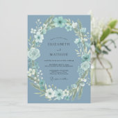 Stahlblaue Anemone Hochzeit Einladung (Stehend Vorderseite)