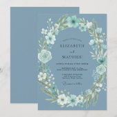 Stahlblaue Anemone Hochzeit Einladung (Vorne/Hinten)