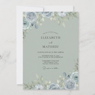 Stahlblaue Bemalte Hochzeit Einladung