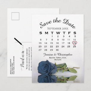 Stahlblaue Rose Hochzeitskalender Save the Date Ankündigungspostkarte