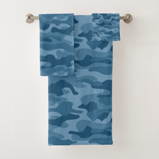 Stahlblaumonocolor-Camouflage Badhandtuch Set (Insitu)