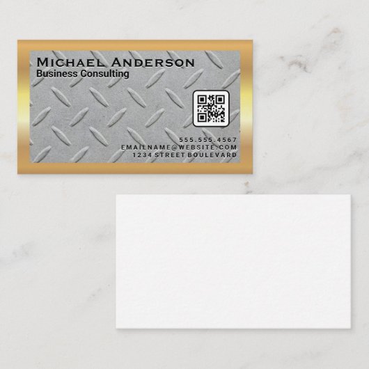 Stahlblech | QR-Code Visitenkarte (Vorne/Hinten)