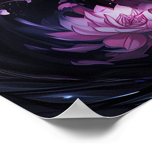 Stahldrache in Blume - Dunkel Cool Poster (Ecke)