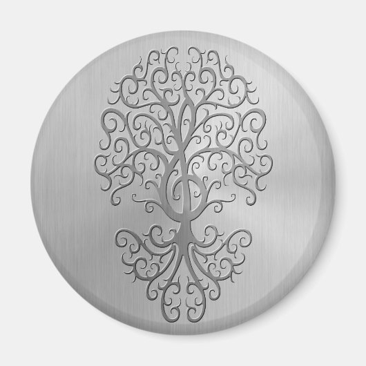 Stahleffekt Treble Clef Tree Graphic Magnet (Vorne)