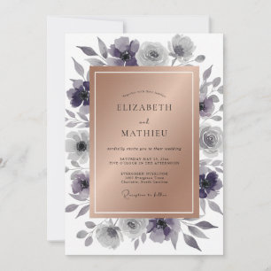 Stählerne Amethyst-Blatt-Hochzeit Einladung