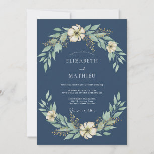 Stählerne Hochzeit mit bemalten Blättern Einladung