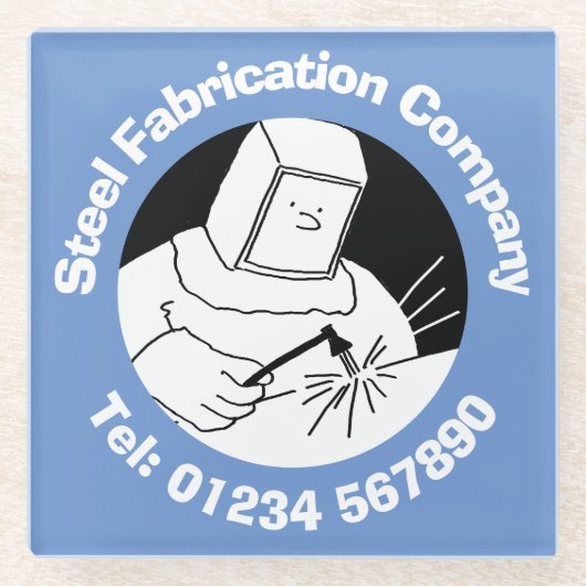 Stahlfabrikation & Schweißgeschäft. Glasuntersetzer (Vorderseite)