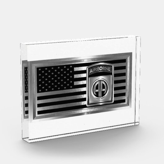 Stahlflagge der 82. Im Flugzeug Division mit Patch Fotoblock (Links)