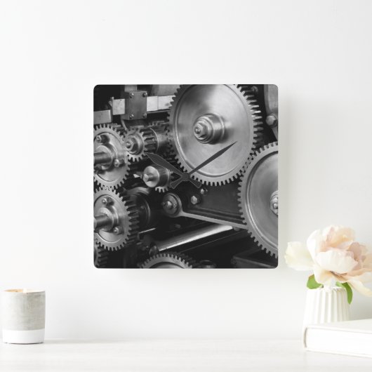 Stahlgetriebe Quadratische Wanduhr (Zuhause)