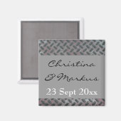 Stahlgitter-Metallmuster Manly Wedding Magnet (Vorderseite/Rückseite)