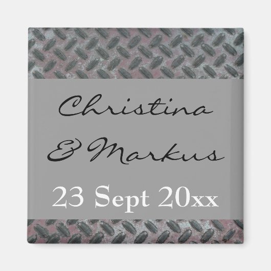 Stahlgitter-Metallmuster Manly Wedding Magnet (Vorne)