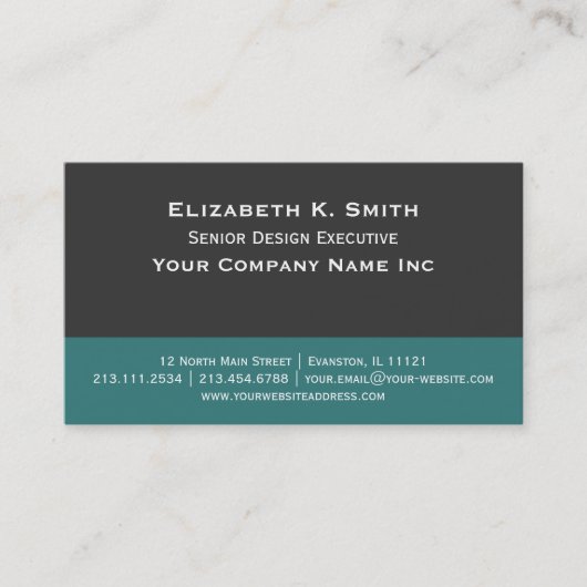 Stahlgrau - aquamariner grüner eleganter visitenkarte (Vorderseite)