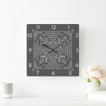 Stahlgrau-Crochet-Chart-Square-Wand-Uhr