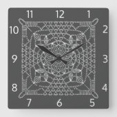 Stahlgrau-Crochet-Chart-Square-Wand-Uhr Quadratische Wanduhr (Vorderseite)