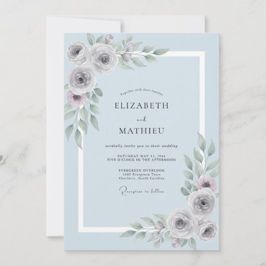 Stahlgraue bemalte Hochzeit Einladung (Vorderseite)