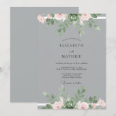 Stahlgraue Eukalyptus-Hochzeit Einladung (Vorne/Hinten)