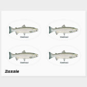 Stahlkopf (Regenbogenforelle) Ovaler Aufkleber (Blatt)