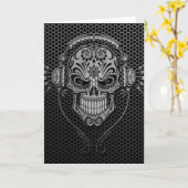 Stahlmasche DJ zuckern Schädel Karte (Gelbe Blume)