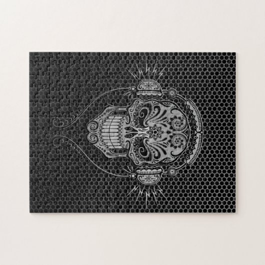 Stahlmasche DJ zuckern Schädel Puzzle (Horizontal)