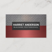 Stahlmuster | Rotes Metall gebürstet Visitenkarte (Vorderseite)