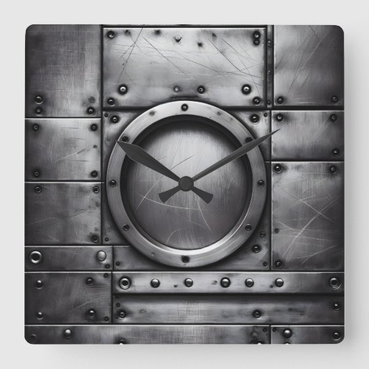 Stahlobjekt Quadratische Wanduhr (Vorderseite)