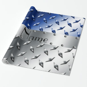 Stahlplatte des personalisierten silbernen blauen geschenkpapier