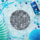 Stahlplatte - Gänge und Rohre - Stahl Pappteller (Party)