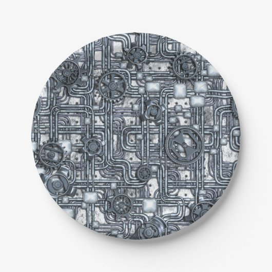 Stahlplatte - Gänge und Rohre - Stahl Pappteller (Vorderseite)