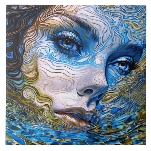 "Stahlschaum" - Frauen im Wasser Fliese (Vorderseite)