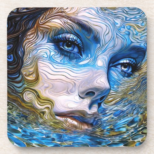 "Stahlschaum" - Frauen im Wasser Getränkeuntersetzer (Vorderseite)