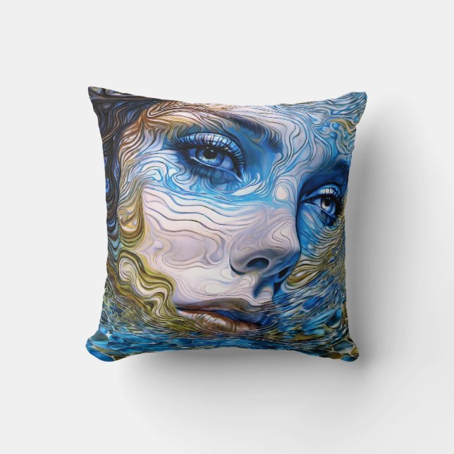 "Stahlschaum" - Frauen im Wasser Kissen (Vorderseite)