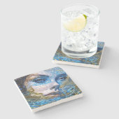 "Stahlschaum" - Frauen im Wasser Steinuntersetzer (Seitenansicht)