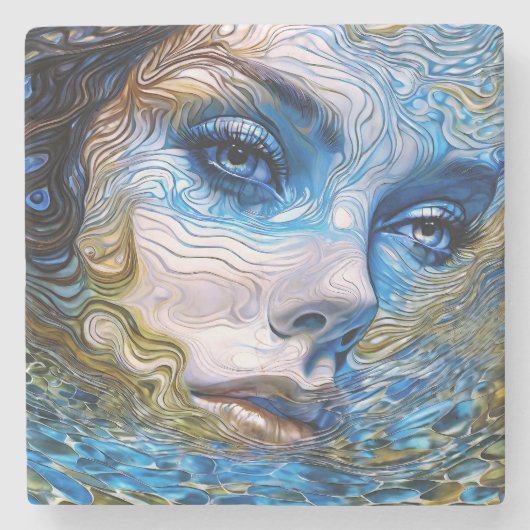 "Stahlschaum" - Frauen im Wasser Steinuntersetzer (Vorderseite)