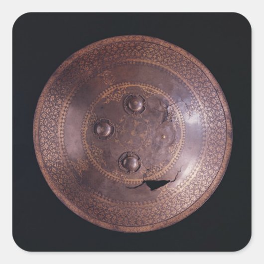 Stahlschild mit aufwändiger Golddekoration Quadratischer Aufkleber (Vorderseite)